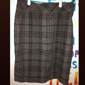 LOFT Gray and Black Plaid Pencil Skirt